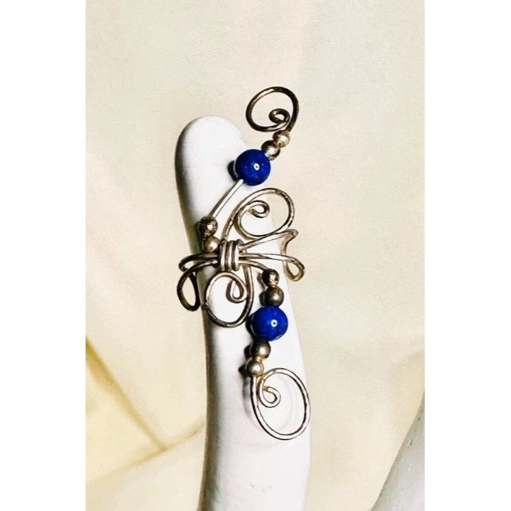 Bohemian Sterling Silver 925 & Lapis Lazuli Ear Cuff